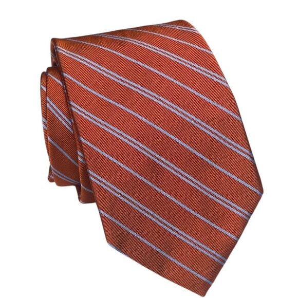 BROOKS BROTHERS Mens Luxury Necktie Pure Silk Tie Rust Red Preppy Stripe - Picture 1 of 7